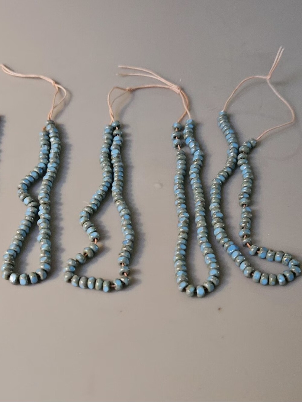 Hand-Strung Turquoise Blue Glass Bead Strand Necklace - Women Jewelry